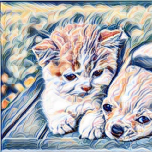 Kitten en Chihuahua Puppy Tote Bag