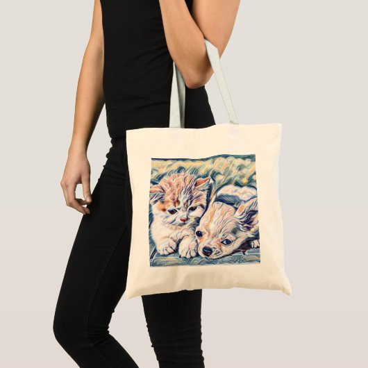 Kitten en Chihuahua Puppy Tote Bag (Voorkant (product))