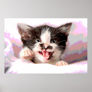 Kitten en colère avec effet Poster