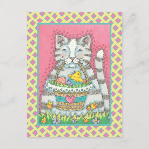KITTEN EN EENVOUDIGERE BASKET, CUTE CAT-HOLIDAY-BR BRIEFKAART