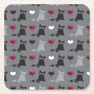 kitten en muizen vierkante kartonnen onderzetter