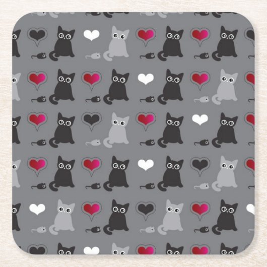 kitten en muizen vierkante kartonnen onderzetter (Voorkant)