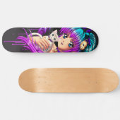 Kitten en Pigtail Manga Girl Skateboard (Horizontaal)