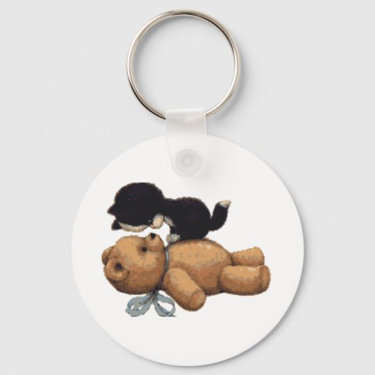 Kitten en Teddy Bear Gifts Sleutelhanger (Voorkant)
