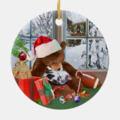 Kitten en Teddy Bear Kerstdroomversier Keramisch Ornament (Achterkant)