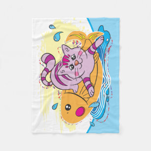 Kitten en vissen fleece deken