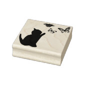 Kitten en vlinders 	rubberstempel (Stempel)