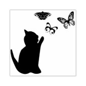 Kitten en vlinders 	rubberstempel (Afrduk)
