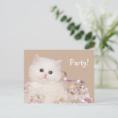 Kitten feest. uitnodiging briefkaart (Staand voorkant)