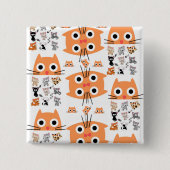 Kitten Floral Square Button (Voorkant)