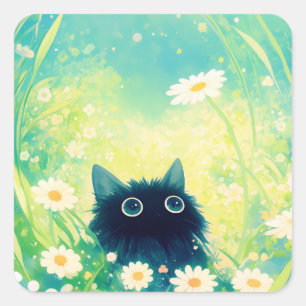 Kitten Flower Retreat Vierkante Sticker