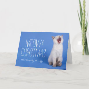Kitten geeuwen feestdagen kaart