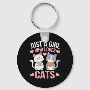 Kitten gewoon een meisje dat houdt van katten Shir Sleutelhanger