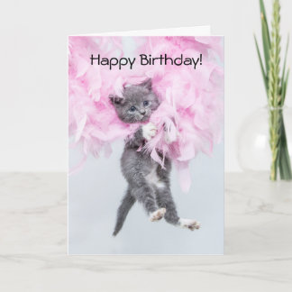 Kitten Glamor-puss verjaardagskaart Kaart
