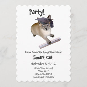 Kitten Graduation Party Invitation Kaart