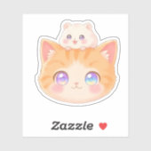 Kitten & Hamster Sticker | Happy Duo Friends (Feuille)