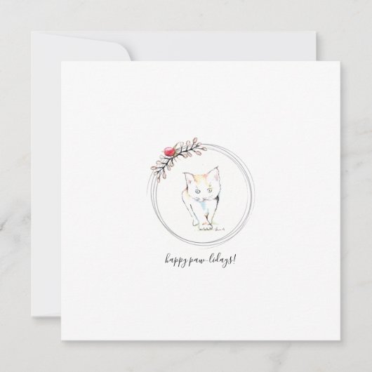 Kitten Happy Paw-Lidays Kerstmis Kaart (Voorkant)