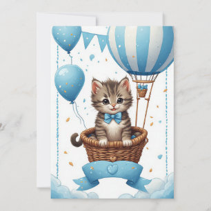 Kitten Heet Luchtballon Baby Shower 🐱 Kaart