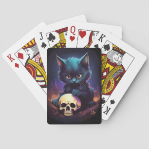 Kitten Horror Skull Pokerkaarten