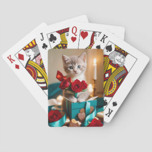 Kitten houden van teder romantisch mooi cadeau pokerkaarten