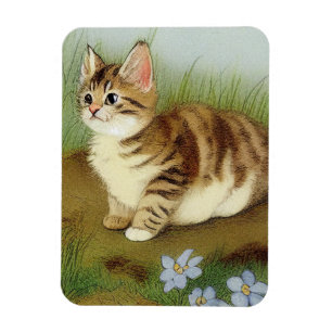 Kitten Illustratie met bloemen Magneet