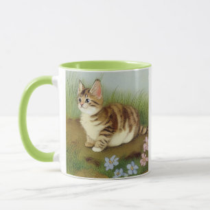 Kitten Illustratie met bloemen Mok