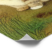  Kitten Illustratie met bloemen Poster (Hoek)