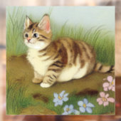  Kitten Illustratie met bloemen Raamsticker (Vel 2)