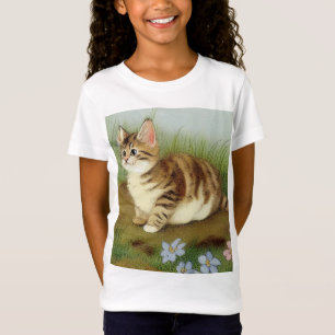 Kitten Illustratie met bloemen T-shirt