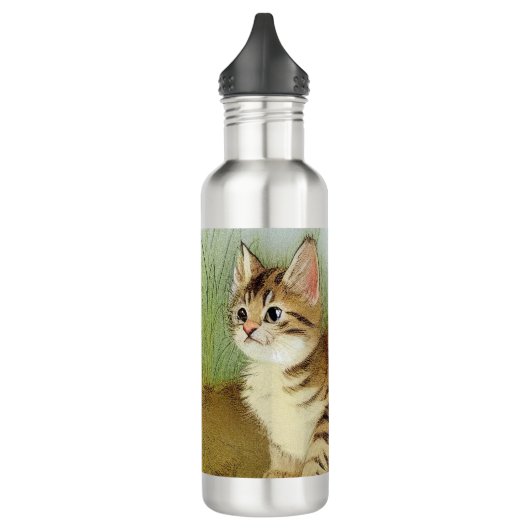 Kitten Illustratie met bloemen Waterfles (Links)