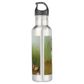 Kitten Illustratie met bloemen Waterfles (Achterkant)