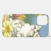  Kitten Illustratie met Gele Bloemen Case-Mate iPhone Case (Achterkant (horizontaal))