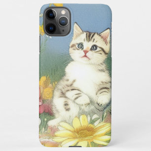  Kitten Illustratie met Gele Bloemen iPhone 11Pro Max Hoesje