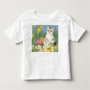 Kitten Illustratie met Gele Bloemen Kinder Shirts