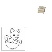 Kitten in a Cup - Cat in a Teacup 1x1 Rubberstempel (Gestempeld)
