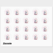 Kitten in Beker Roze Bloemen Sticker (Vel)