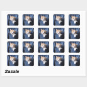 Kitten in blauwe jeans vierkante sticker (Vel)