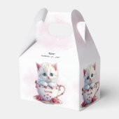 Kitten in Cup Roze Bloemen Favoriete Doos Bedankdoosjes (Voorkant Zijde)