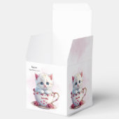 Kitten in Cup Roze Bloemen Favoriete Doos Bedankdoosjes (Geopend)