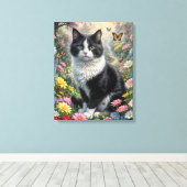 Kitten in de bloementuin canvas afdruk (Insitu (Houten vloer))