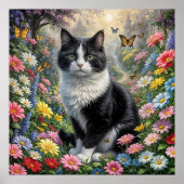 Kitten in de bloementuin poster (Voorkant)
