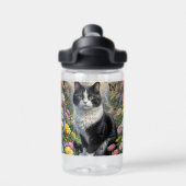 Kitten in de bloementuin waterfles (Achterkant)