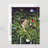 Kitten in de kerstboom feestdagenkaart (Voorkant / Achterkant)