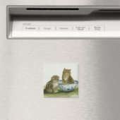 Kitten in een Blue China Bowl Magneet (Insitu (Vaatwasser))