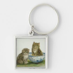Kitten in een Blue China Bowl Sleutelhanger