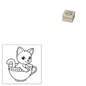 Kitten in een kopje Kat in een theekopje 1x1 Rubberstempel (Gestempeld)