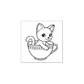 Kitten in een kopje Kat in een theekopje 1x1 Rubberstempel (Afrduk)