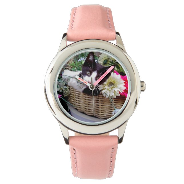 Kitten in een mandje horloge (Voorkant)