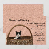 Kitten in een mandje kaart (Voorkant / Achterkant)