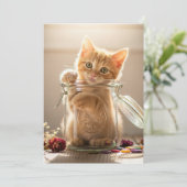 Kitten in een pot feestdagenkaart (Staand voorkant)